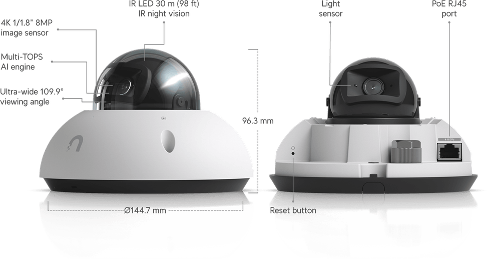 Ubiquiti G6 Dome – Caméra dôme 4K résistante aux intempéries UVC-G6-Dome-W — image 26