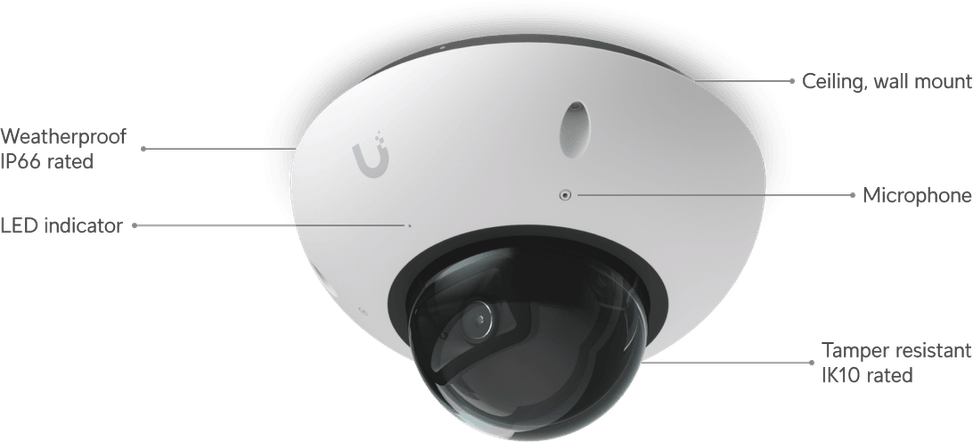 Ubiquiti G6 Dome – Caméra dôme 4K résistante aux intempéries UVC-G6-Dome-W — image 27