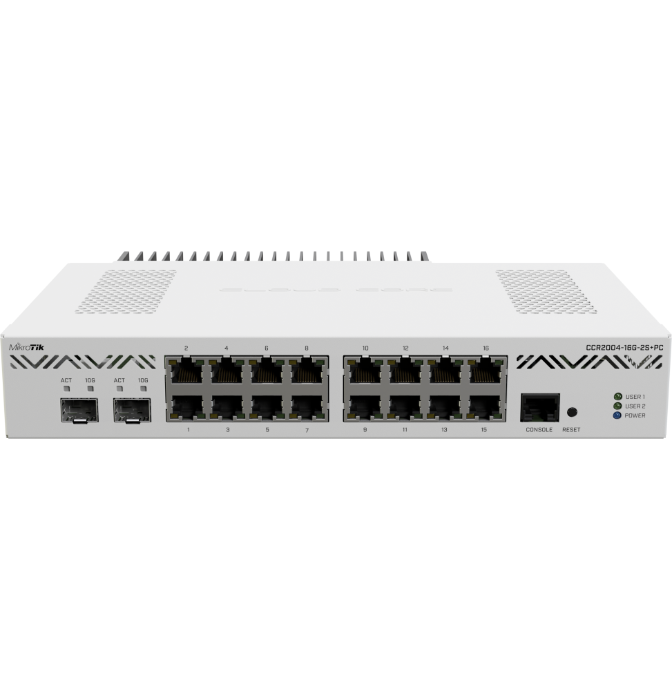 Routeur Gigabit MikroTik 16 ports + 2 ports SPF+ (CCR2004-16G-2S+PC)