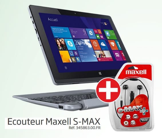 PC Hybride 2-en-1 Acer Aspire Switch 10 S1002 + Ecouteur Maxell S-MAX Offert
