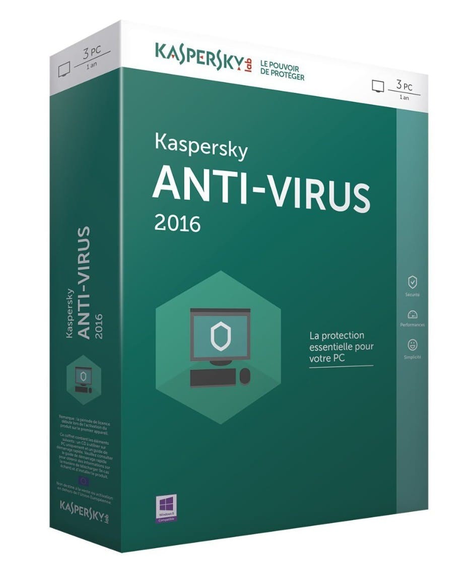 Kaspersky Antivirus 2016 pour PC 3 postes