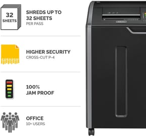 Destructeur Fellowes Powershred® 425Ci — Sécurité P-4 · 114 L · 32 feuilles/passage — image 4
