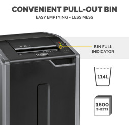 Destructeur Fellowes Powershred® 425Ci — Sécurité P-4 · 114 L · 32 feuilles/passage