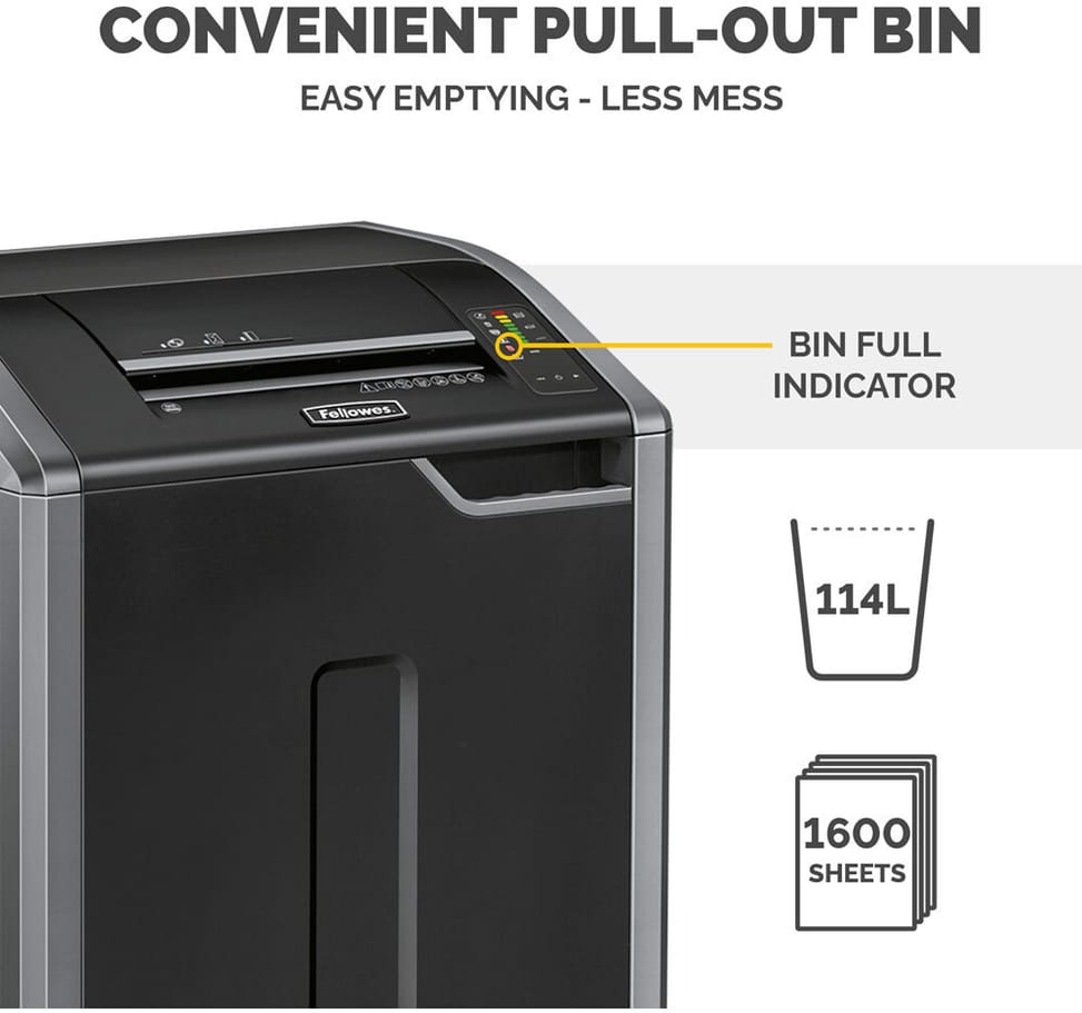 Destructeur Fellowes Powershred® 425Ci — Sécurité P-4 · 114 L · 32 feuilles/passage — image 5