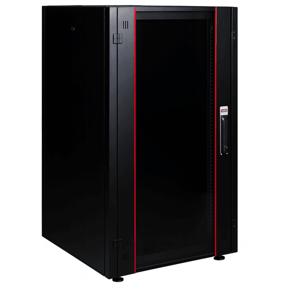 Armoire hyperline Lande 26U 19P 600mm 600mm avec porte avant en verre à ouverture (LN-HL26U6060-BL-B)