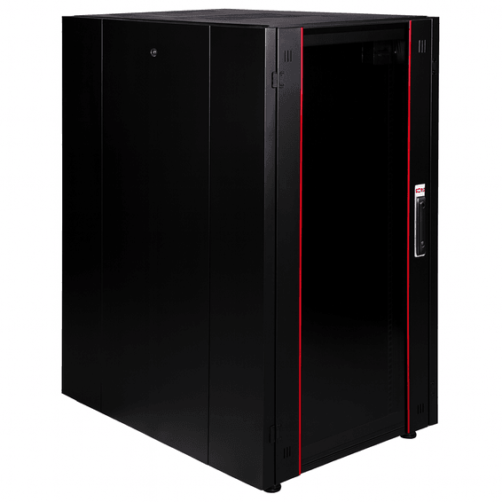 Armoire hyperline Lande 26U 19P 600x1000mm avec porte avant en verre à ouverture (LN-HL26U6010-BL-B)