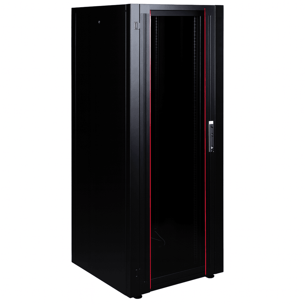 Armoire hyperline Lande 32U 19P 600x600mm avec porte avant en verre à ouverture (LN-HL32U6060-BL-B) — image 1