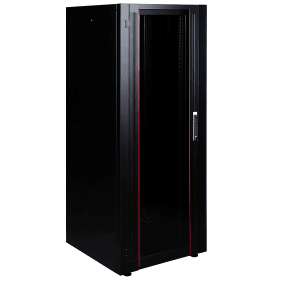 Armoire hyperline Lande 32U 19P 600x600mm avec porte avant en verre à ouverture (LN-HL32U6060-BL-B)