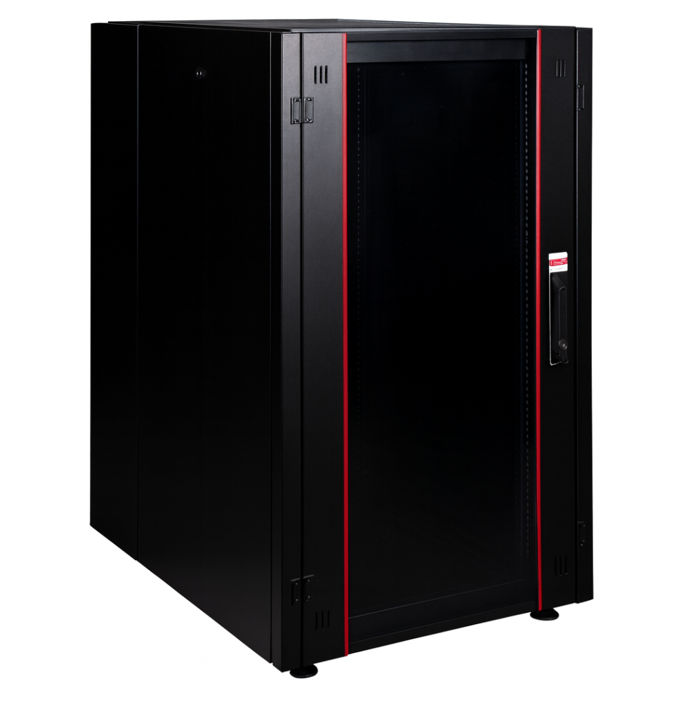 Armoire hyperline Lande 26U 19P 600mm 800mm avec porte avant en verre à ouverture (LN-HL26U6080-BL-B)