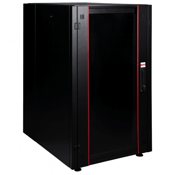 Armoire hyperline Lande 26U 19P 600mm 800mm avec porte avant en verre à ouverture (LN-HL26U6080-BL-B)
