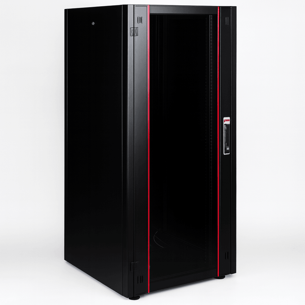 Armoire hyperline Lande 36U 19P 600x600mm avec porte avant en verre à ouverture (LN-HL36U6060-BL-B) — image 1