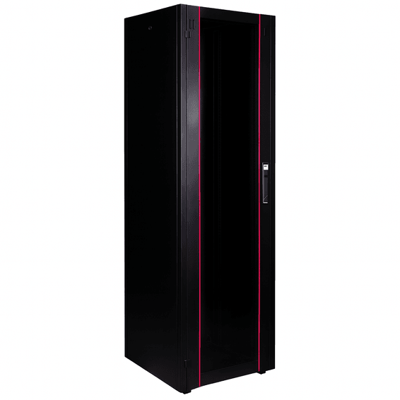 Armoire hyperline Lande 42U 19P 600x600mm avec porte avant en verre à ouverture (LN-HL42U6060-BL-B)