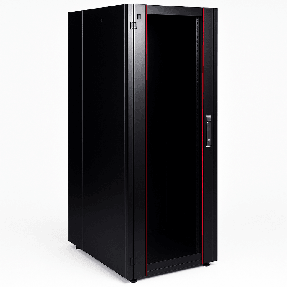 Armoire hyperline Lande 36U 19P 600x800mm avec porte avant en verre à ouverture (LN-HL36U6080-BL-B) — image 1