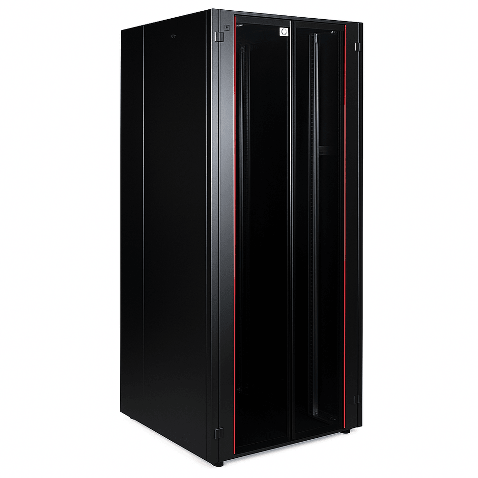 Armoire hyperline Lande 36U 19P 800x800mm avec porte avant en verre à double ouverture (LN-HL36U8080-BL-B) — image 1