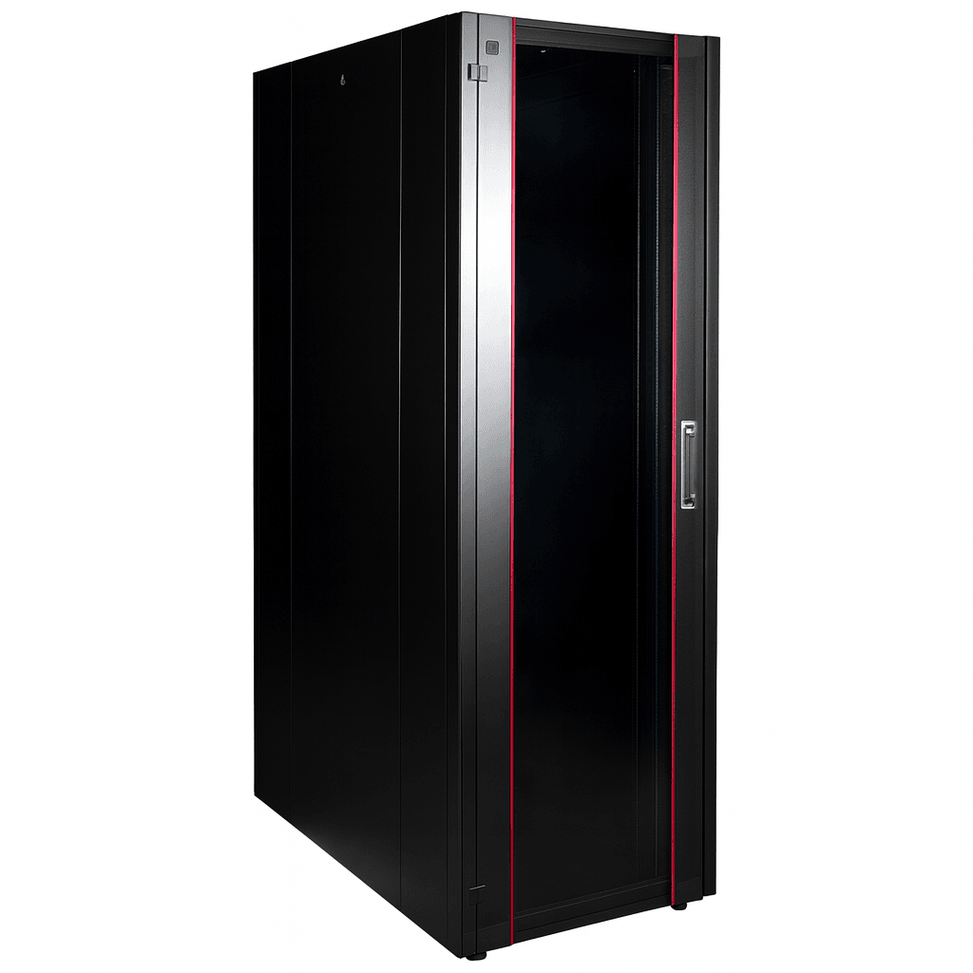 Armoire hyperline Lande 42U 19P 600x1000mm avec porte avant en verre à ouverture (LN-HL42U6010-BL-B) — image 1