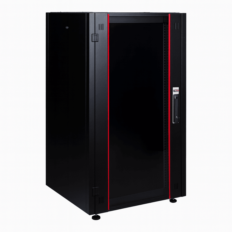 Armoire hyperline Lande 20U 19P 600mm 600mm avec porte avant en verre à ouverture (LN-HL20U6060-BL-B) — image 1