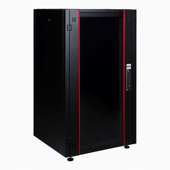 Armoire hyperline Lande 20U 19P 600mm 600mm avec porte avant en verre à ouverture (LN-HL20U6060-BL-B)