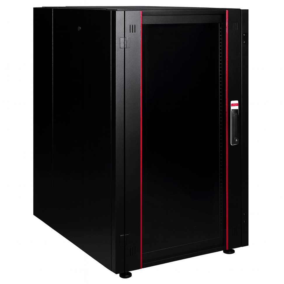Armoire hyperline Lande 22U 19P 600mm 800mm avec porte avant en verre à ouverture (LN-HL22U6080-BL-B) — image 1