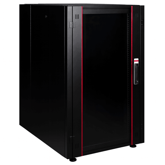 Armoire hyperline Lande 22U 19P 600mm 800mm avec porte avant en verre à ouverture (LN-HL22U6080-BL-B)
