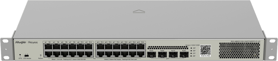 جهاز Switch مُدار L2 Reyee NBS3100-24GT4SFP-PV2 - 24 منفذ PoE / 4 SFP 370W — صورة 1