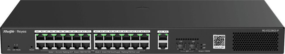 Reyee RG-ES228GS-P 28-Port Managed Switch - 24 PoE+ / 2SFP 370W — image 2