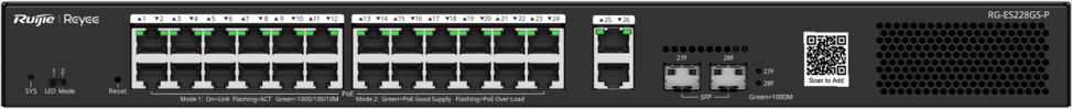 Reyee RG-ES228GS-P 28-Port Managed Switch - 24 PoE+ / 2SFP 370W — image 1