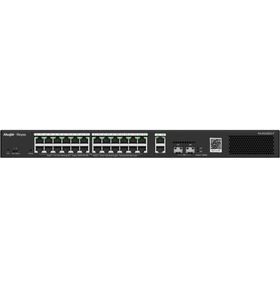 Switch Administrable Reyee RG-ES228GS-P 28 Ports - 24 PoE+ / 2SFP 370W