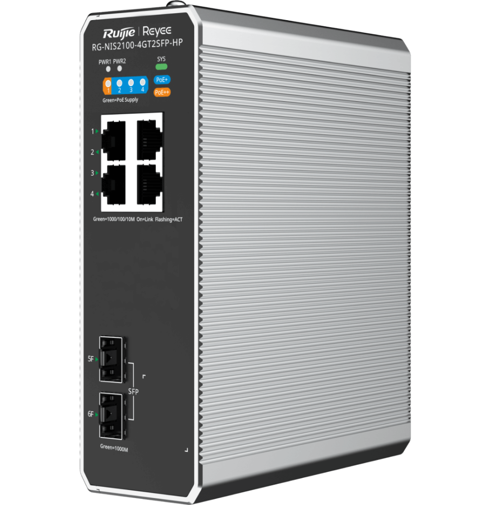 NIS2100-4GT2SFP-HP – boîtier aluminium et ports