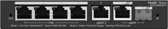Switch Administrable Reyee RG-ES206GS-P 6 ports - 4 PoE 54W