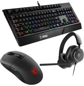 Pack Gaming MSI Pro Gear : Clavier VIGOR GK20 + Souris Bluetooth Versa 300 + Casque Maestro 300 USB