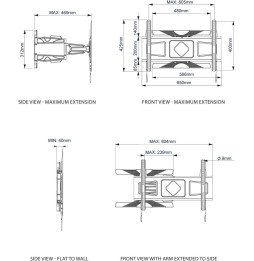 Support TV mural Inclinable B-TECH BT8225 39" à 75" Ultra-Slim Universal (BT8225/B)