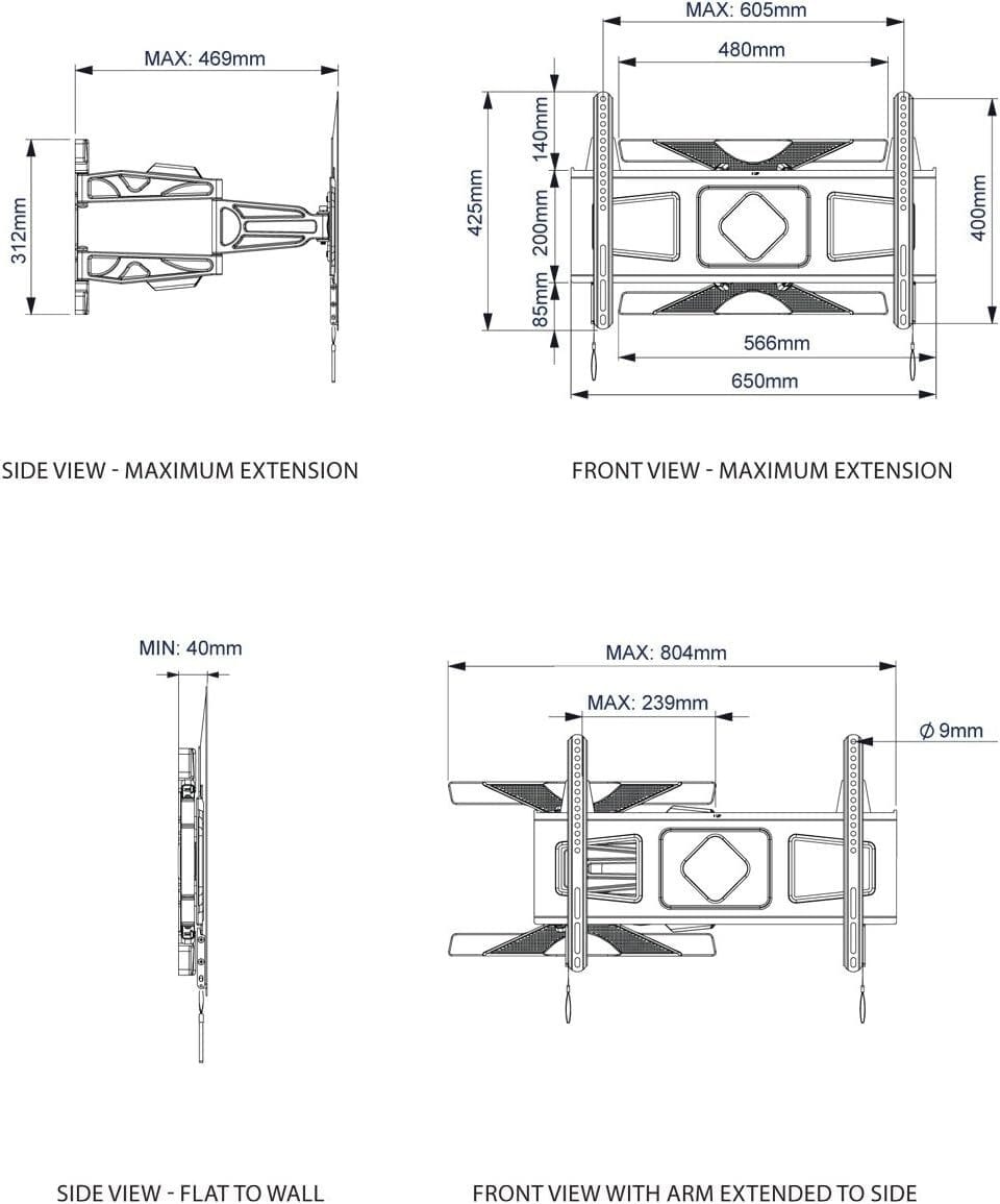Support TV mural Inclinable B-TECH BT8225 39" à 75" Ultra-Slim Universal (BT8225/B) — image 4