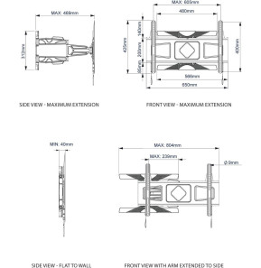 Support TV mural Inclinable B-TECH BT8225 39" à 75" Ultra-Slim Universal (BT8225/B)