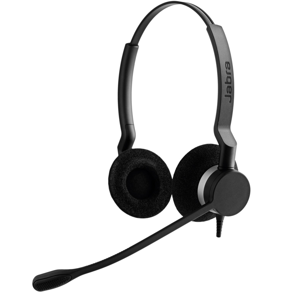 Casque-micro stéréo Jabra BIZ 2300 Duo Anti-Bruit + Cordon Jabra GN 1216 pour Avaya type: QD (2309-820-104 + 88001-03)