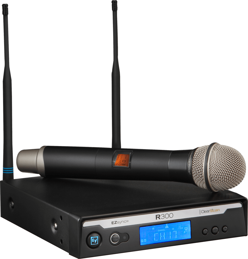 Bosch Handheld Wireless System with PL22 Dynamic Microphone (R300-HD/B) — image 1