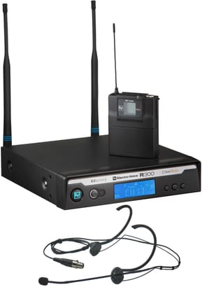 Electro-Voice R300-E/B – Ensemble micro serre-tête HM3 avec émetteur BP-300-B et récepteur sans fil robuste