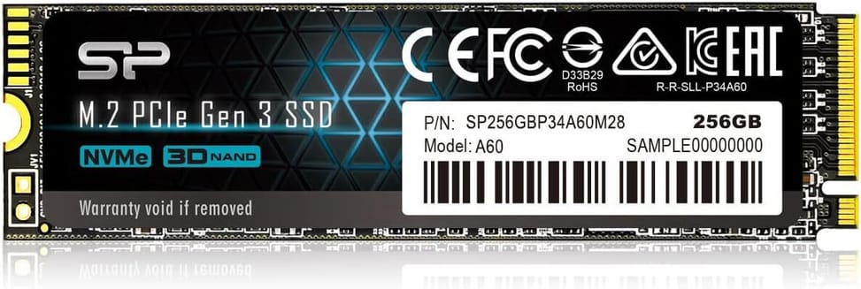 قرص SSD داخلي Silicon Power P34A60 NVMe™ M.2 PCIe Gen3x4 2280 - 256 GB (SP256GBP34A60M28) — صورة 1