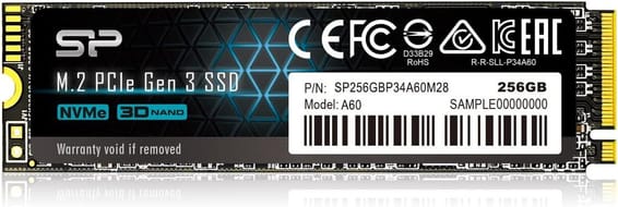 Disque dur interne SSD Silicon Power P34A60 NVMe™ M.2 PCIe Gen3x4 2280 - 256 Go (SP256GBP34A60M28)