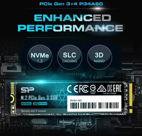 Disque dur interne SSD Silicon Power P34A60 NVMe™ M.2 PCIe Gen3x4 2280 - 256 Go (SP256GBP34A60M28) — image 3