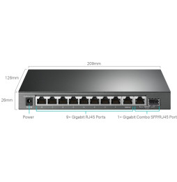 Switch Administrable TP Link TL-SG1210MPE 9 ports Gigabit RJ45 et 1 port combo Gigabit SFP / RJ45 - PoE 123 W