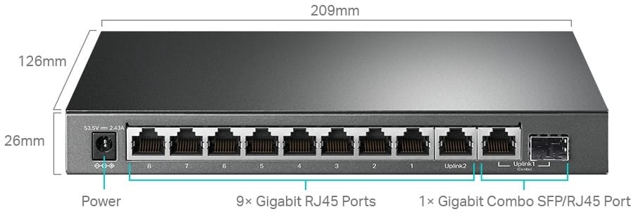 TP Link TL-SG1210MPE Managed Switch 9 Gigabit RJ45 Ports and 1 Gigabit SFP / RJ45 combo port - PoE 123 W — image 2
