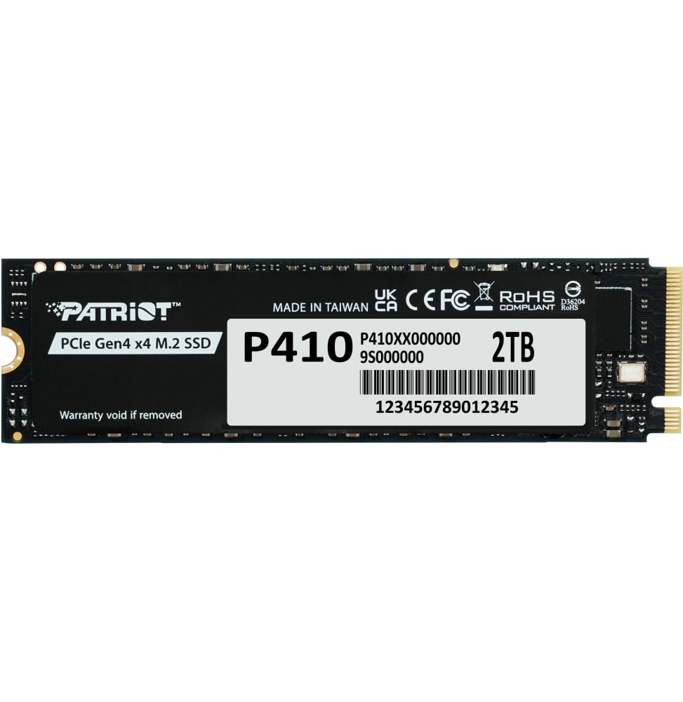 Disque Dur interne SSD Patriot P410 M.2 2280 Gen4x4 NVMe 2 To (P410P2TBM28H)