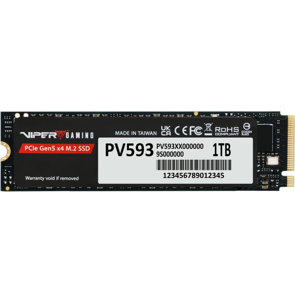 Disque Dur interne SSD Patriot viper gaming PV593 M.2 2280 Gen5 x4 NVMe 1 To (PV593P1TBM28H)