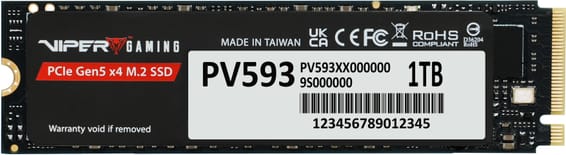 Disque Dur interne SSD Patriot viper gaming PV593 M.2 2280 Gen5 x4 NVMe 1 To (PV593P1TBM28H)