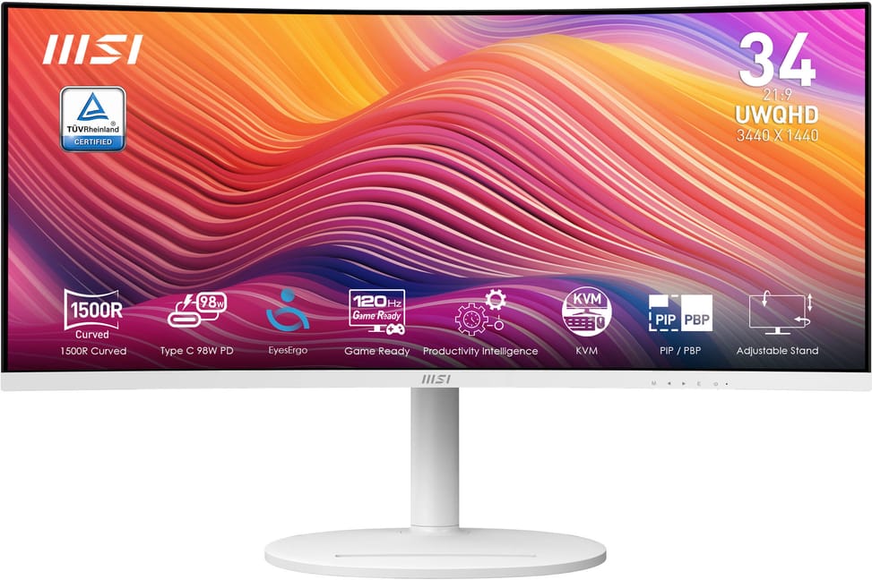 شاشة منحنية 34" UWQHD MSI MD342CQP أبيض (9S6-3PC59H-039) — صورة 1