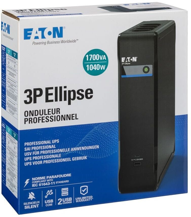 Onduleur Off-line Eaton 3P Ellipse 3P1700UF - 1040 W / 1700 VA - 8 prises FR + USB — image 6