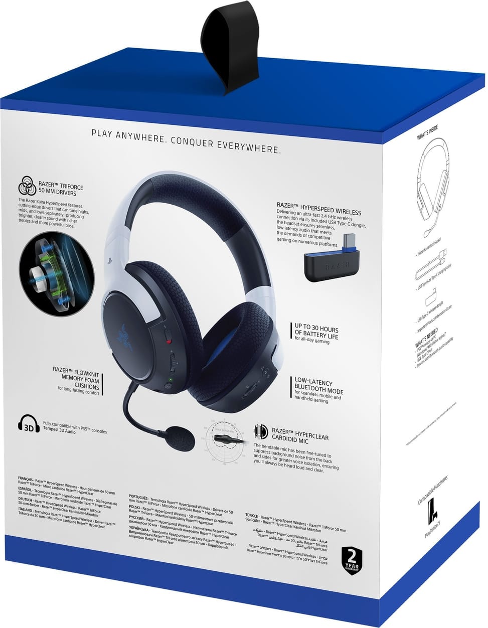 Casque gaming Bluetooth Razer Kaira Hyperspeed pour Playstation5 Blanc (RZ04-03980200-R3G1) — image 8
