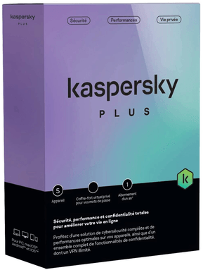 Kaspersky Plus (équivalent à Internet Security) - 5 Postes / 1 an (KL10428BEFS-FFPMAG)