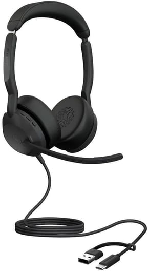 Micro-casque Jabra Evolve2 50 version stereo MS, adaptateur USB C/A (25089-999-799)