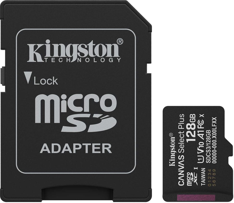 Carte mémoire Kingston Canvas Select Plus 128 Go microSDXC UHS-I Classe 10 Gen3 + Adapter (SDCS3/128GB) — image 1